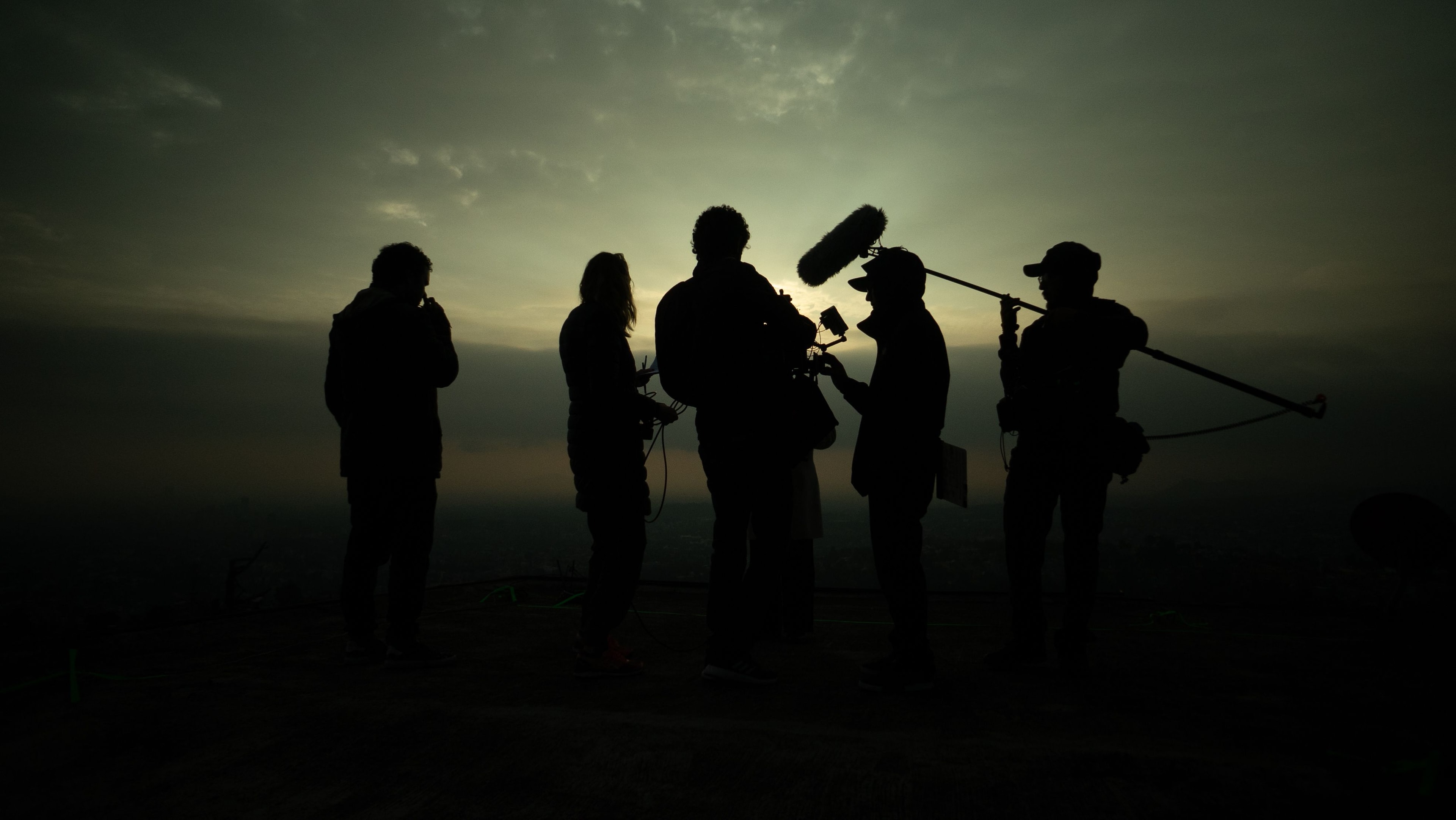 Jonathan Grubbs on set with his production team